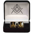 Square Black & Gold Masonic Compass & Square Cuff Link Set